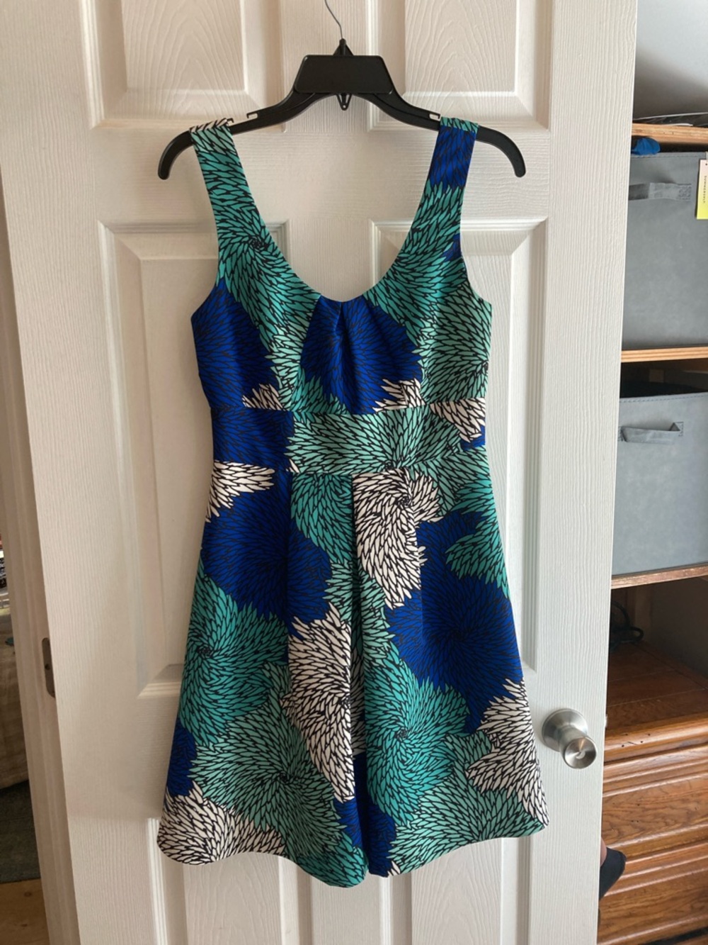Tracy Reese Blue & Teal Floral Fit-and-Flare Mini Dress